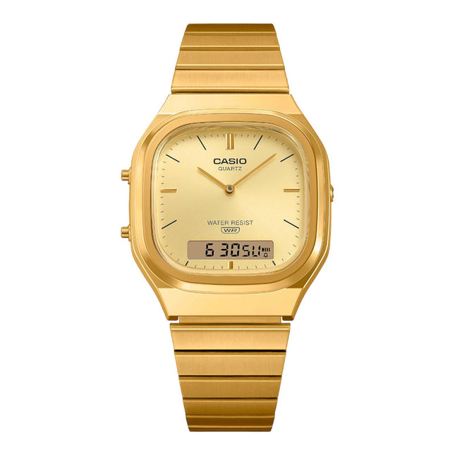 Casio General AQ-240EG-9ADF Vintage Gold Digital Analog Dial Gold Stainless Steel Band