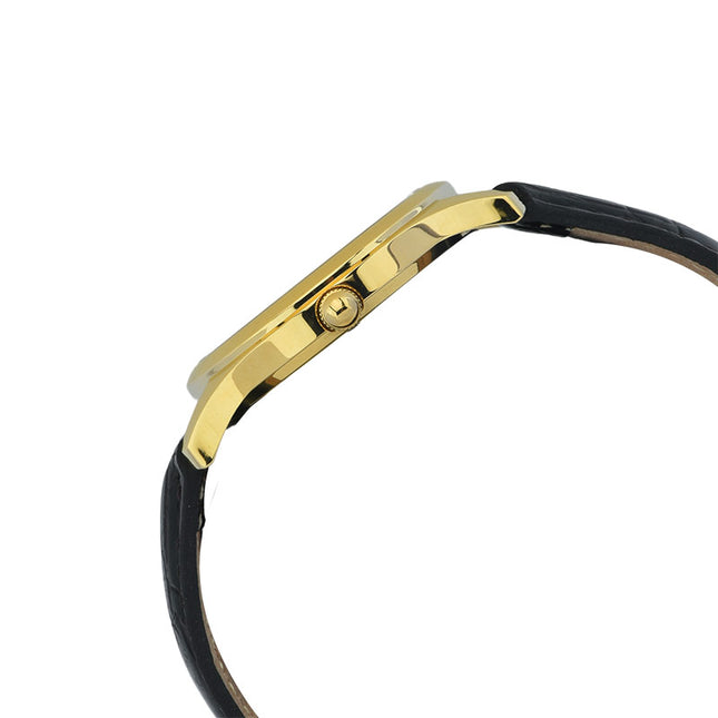 Alba AXND62X1 Men Gold Dial Gold Case Black Leather Strap