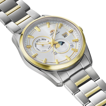 Orient Contemporary RA-AK0312S Stretto Sun and Moon White Dial Stainless Steel Strap