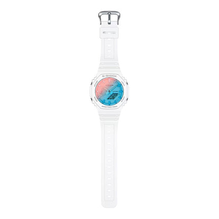 Casio G-Shock GA-2100TL-7ADR CasiOak Beach Time Lapse Series Digital Analog Dial White Resin Band
