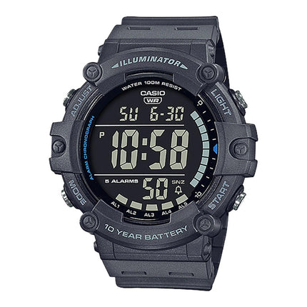 Casio General Youth AE-1500WH-8BVDF 10 Years Battery Life Black Digital Dial Grey Resin Band