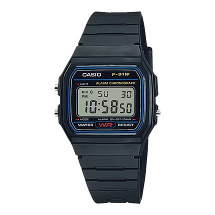 Casio General F-91W-1DG Classic Digital Dial Black Resin Band