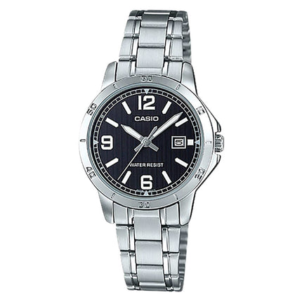 Casio General LTP-V004D-1B2UDF Ladies Black Dial Stainless Steel Band