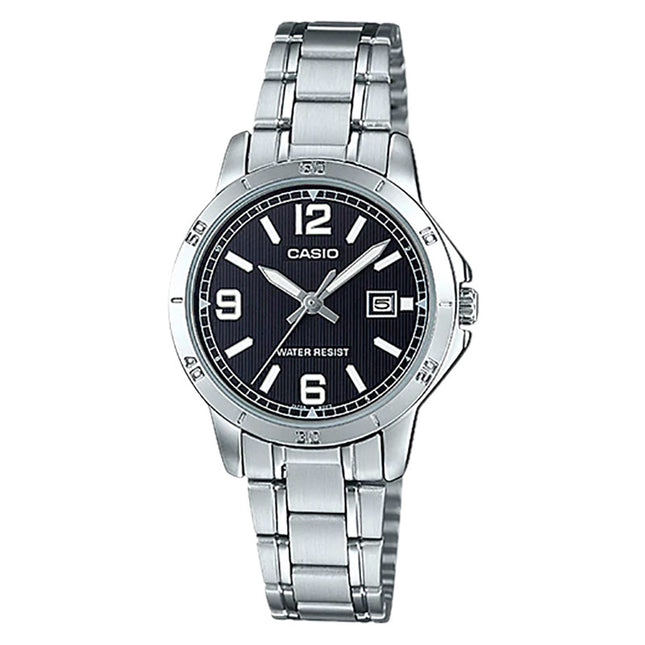 Casio General LTP-V004D-1B2UDF Ladies Black Dial Stainless Steel Band