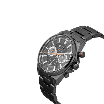 Seiko Chronograph SSB399P1 Discover More Men Black Dial Black Stainless Steel Strap