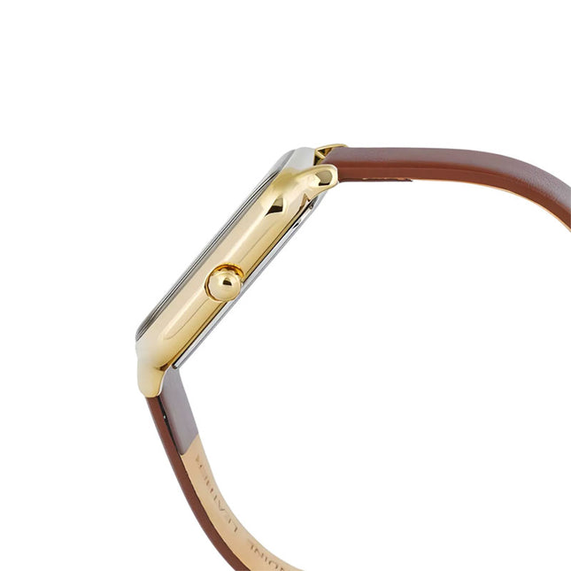 Alba Fashion AH7DX6X1 Ladies Gold Dial Brown Leather Strap