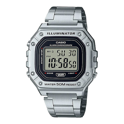 Casio General W-218HD-1AVDF Digital Dial Stainless Steel Band