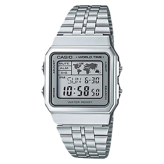 Casio General A500WA-7DF World Time Digital Dial Stainless Steel Band
