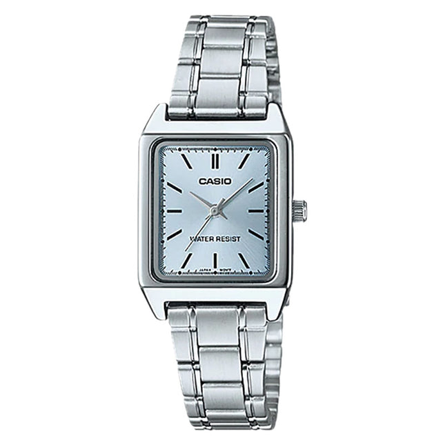 Casio General LTP-V007D-2EUDF Tank Light Blue Dial Stainless Steel Band