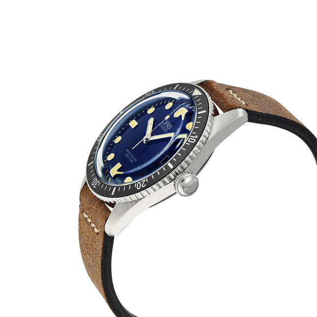 Oris Divers Sixty-Five 01-733-7720-4055-07-5-21-02 Blue Dial Brown Leather Strap