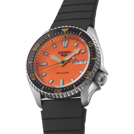 Seiko 5 Sports SRPL89K1 SKX Series Automatic Redux in Daichi Orange Dial Black Silicone Strap