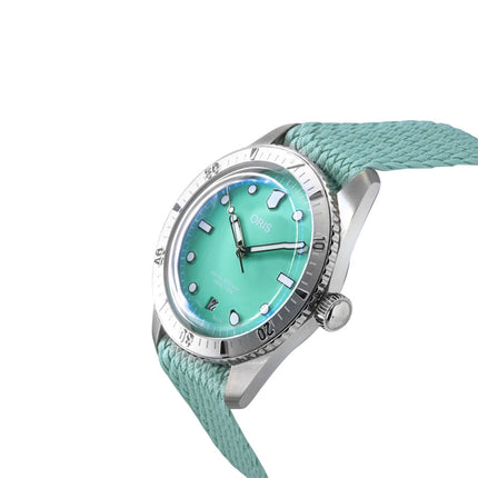 Oris Divers Sixty Five 01-733-7771-4057-07-3-19-03S Cotton Candy Green Dial Green Nylon Strap