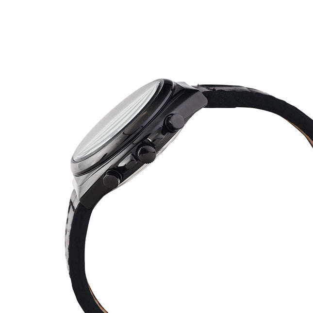 Alba Prestige AM3497X1 Chronograph Black Dial Black Leather Strap