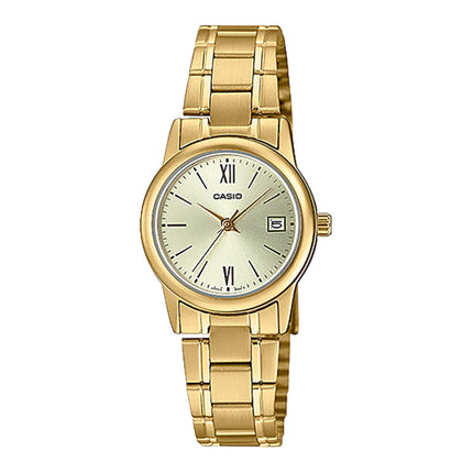 Casio General LTP-V002G-9B3UDF Ladies Champagne Dial Gold Stainless Steel Band