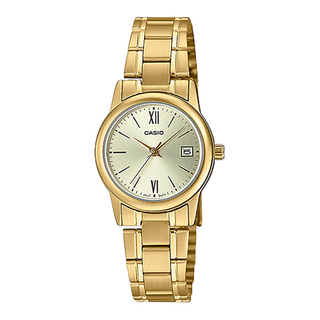 Casio General LTP-V002G-9B3UDF Ladies Champagne Dial Gold Stainless Steel Band