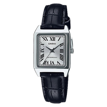 Casio General LTP-V007L-7B1UDF Tank Silver Dial Black Leather Band