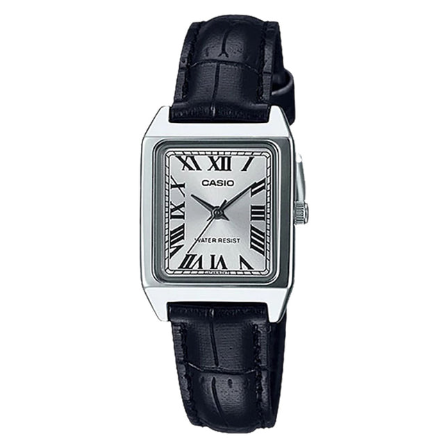Casio General LTP-V007L-7B1UDF Tank Silver Dial Black Leather Band