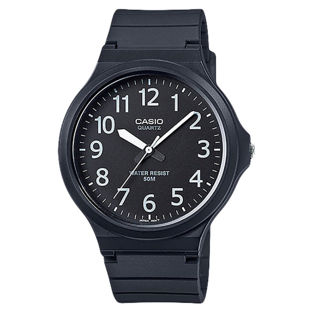 Casio General MW-240-1BVDF Men Analog Black Dial Black Resin Band