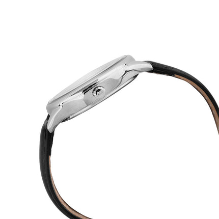 Alba Fashion AG8Q59X1 Ladies Silver White Dial Black Leather Strap
