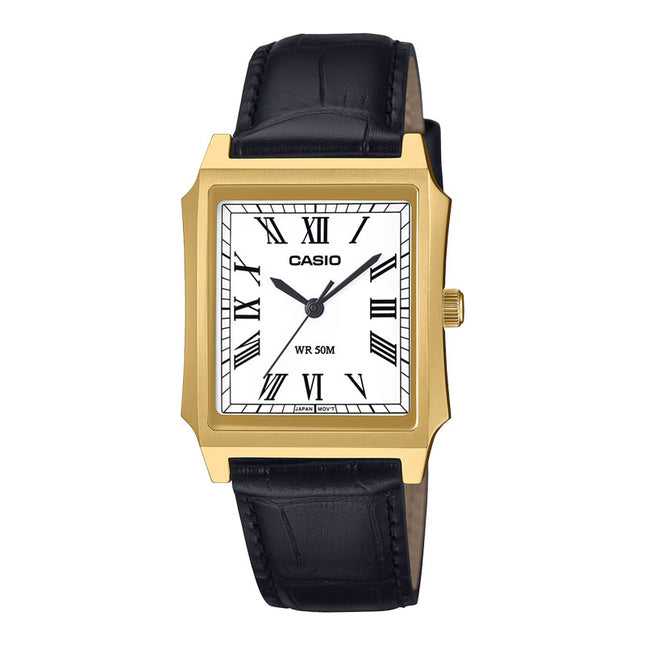 Casio General MTP-B190GL-7BVDF Silver Dial Black Leather Band
