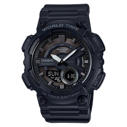 Casio General AEQ-110W-1BVDF Digital Analog Dial Black Resin Band