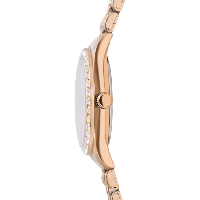 Alba Fashion AH7FD2X1 Ladies Analog Silver Dial Rose Gold Stainless Steel Strap