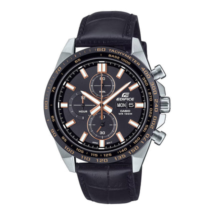 Casio Edifice EFR-574BL-1AVUDF Chronograph Black Dial Black Leather Band