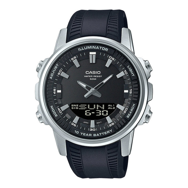 Casio General AMW-880-1AVDF Digital Analog Black Dial Black Resin Band