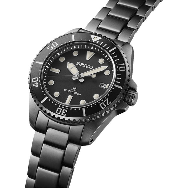 Seiko Prospex SNE599P1 Sea Solar Diver Black Dial Black Stainless Steel Strap