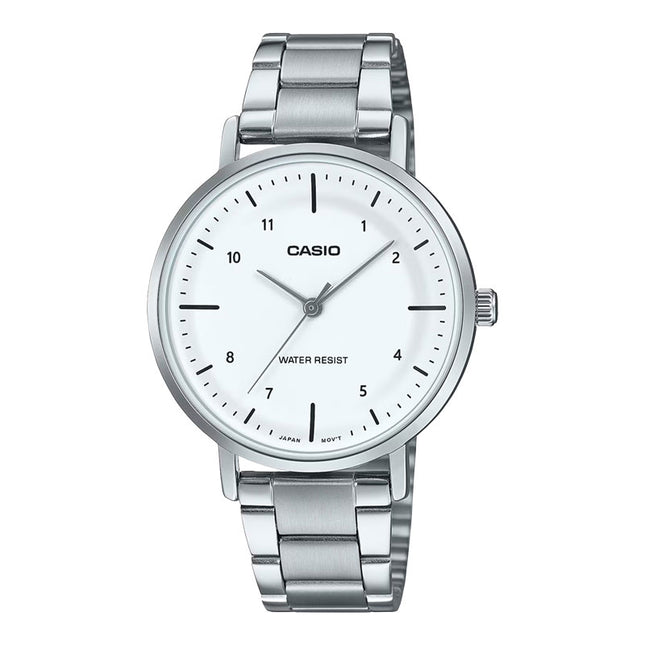 Casio General LTP-VT03D-7BDF Ladies White Dial Stainless Steel Band