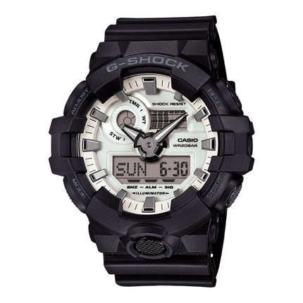 Casio G-Shock GA-700WD-1ADR Black And Briliant White Digital Analog Dial Black Resin Band