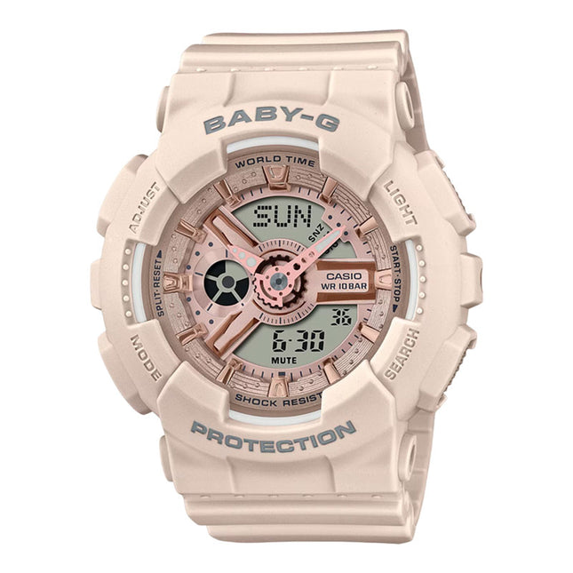 Casio Baby-G BA-110XCP-4ADR Digital Analog Pink Digital Dial Beige Resin Band