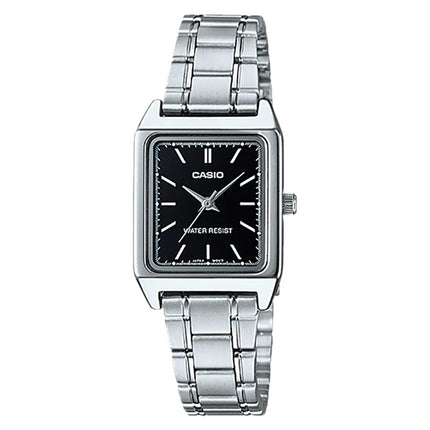 Casio General LTP-V007D-1EUDF Tank Black Dial Stainless Steel Band