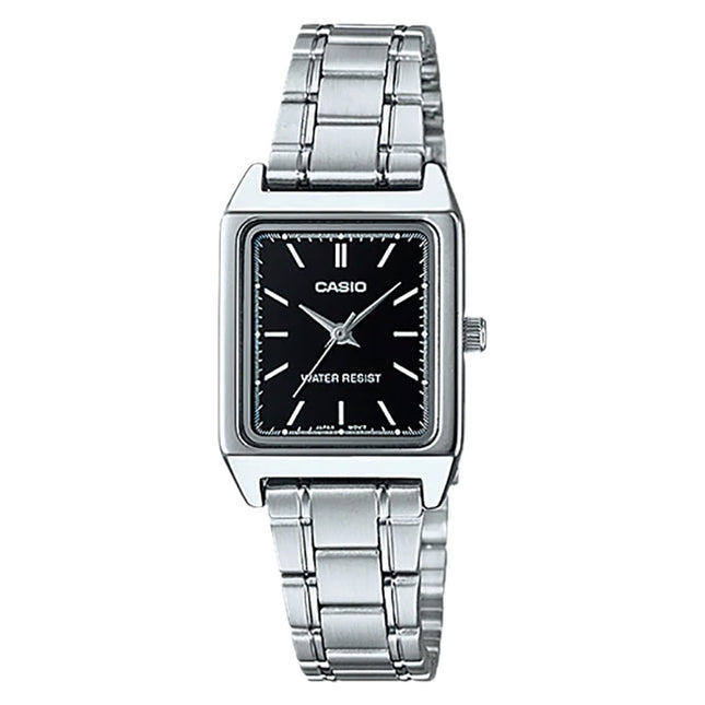 Casio General LTP-V007D-1EUDF Tank Black Dial Stainless Steel Band