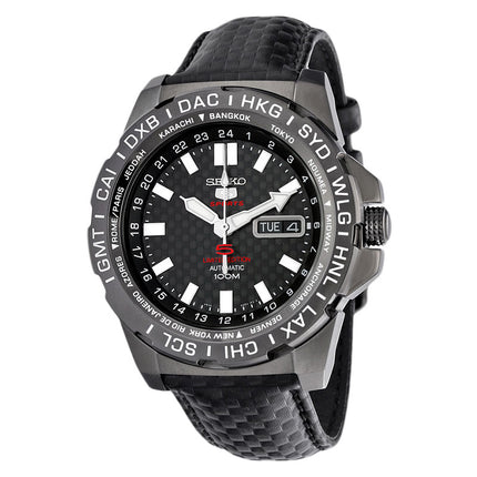 Seiko 5 Sports SRP723K1 Automatic Black Dial Black Leather Strap LIMITED EDITION