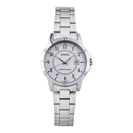 Casio General LTP-V004D-7BUDF Ladies White Dial Stainless Steel Band
