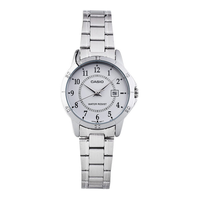 Casio General LTP-V004D-7BUDF Ladies White Dial Stainless Steel Band