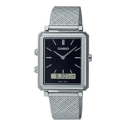 Casio General MTP-B205M-1EDF Men Black Digital Analog Dial Silver Mesh Band
