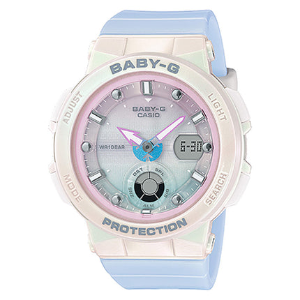 Casio Baby-G BGA-250-7A3DR Beach Traveller Series Ladies Digital Analog Dial Pastel Blue Resin Band