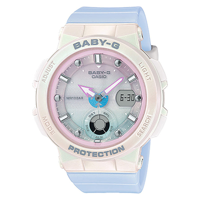 Casio Baby-G BGA-250-7A3DR Beach Traveller Series Ladies Digital Analog Dial Pastel Blue Resin Band