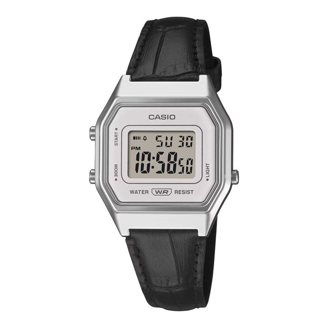 Casio General LA680WEL-1DF Ladies Digital Dial Black Leather Band