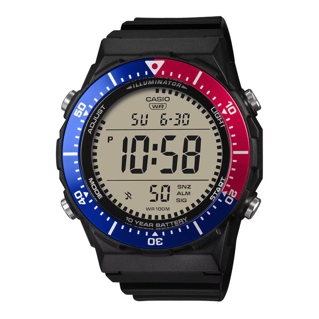 Casio General AE-1700H-1A2VDF 10 Years Battery Life Pepsi Bezel Digital Dial Black Resin Band