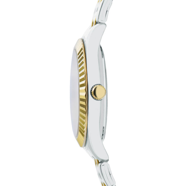 Alba Fashion AH7FF8X1 Ladies Analog Silver Dial Dual Tone Stainless Steel Strap