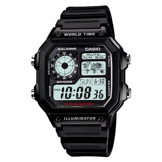 Casio General AE-1200WH-1AVDF Digital Dial Black Resin Band