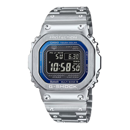 Casio G-Shock GMW-B5000D-2DR All-Metal Accented with Vibrant Blue Dial Stainless Steel Band