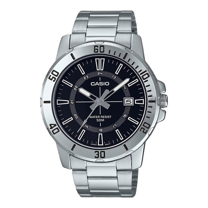 Casio General MTP-VD01D-1CVUDF Enticer Men Black Dial Stainless Steel Band