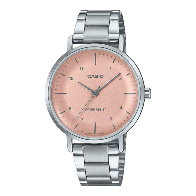 Casio General LTP-VT03D-4BDF Ladies Pink Dial Stainless Steel Band