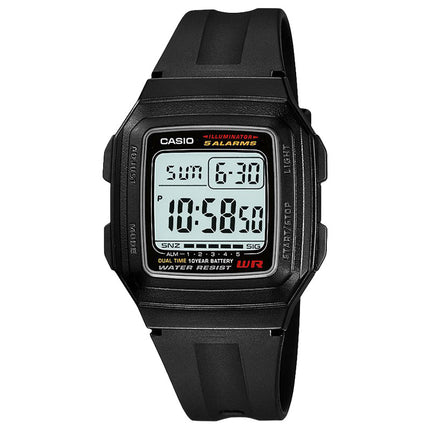 Casio General F-201WA-1ADF Digital Dial Black Resin Band