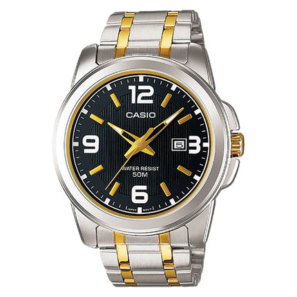 Casio General MTP-1314SG-1AVDF Men Black Dial Dual Tone Stainless Steel Band