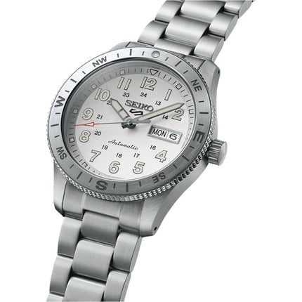 Seiko 5 Sports HDB007K1 Men Automatic Field in Silver White Dial Stainless Steel Strap